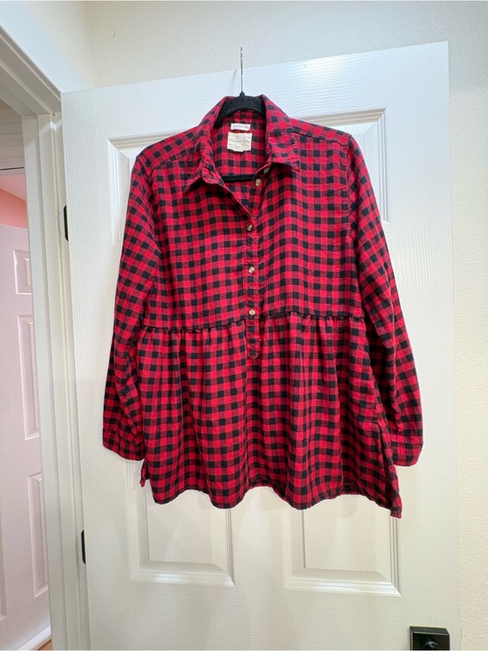 American Eagle Outfitters Tops - American Eagle Plaid Button-Front Peplum Top